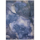 3' X 5' Blue Abstract Washable Non Skid Indoor Outdoor Area Rug