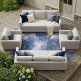 8' X 10' Blue Abstract Washable Non Skid Indoor Outdoor Area Rug