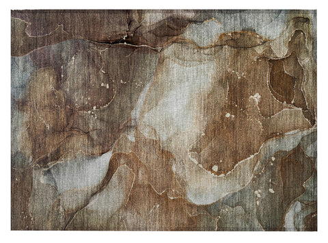 2' X 3' Brown Abstract Washable Non Skid Indoor Outdoor Area Rug