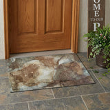 3' X 5' Brown Abstract Washable Non Skid Indoor Outdoor Area Rug