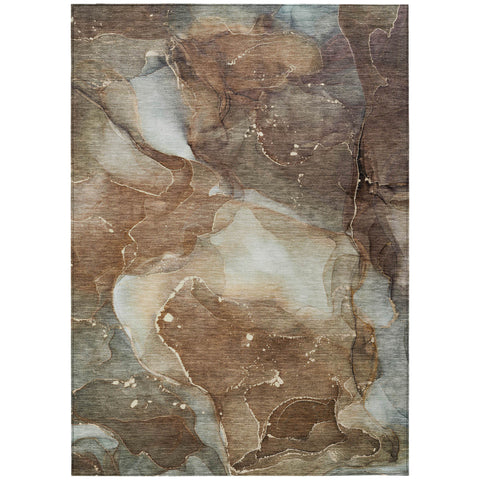 8' X 10' Brown Abstract Washable Non Skid Indoor Outdoor Area Rug