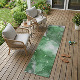 8' Runner Emerald Abstract Washable Non Skid Indoor Outdoor Runner Rug