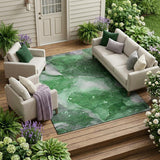 8' X 10' Emerald Abstract Washable Non Skid Indoor Outdoor Area Rug