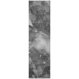 8' Runner Gray Abstract Washable Non Skid Indoor Outdoor Runner Rug