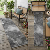 8' Runner Gray Abstract Washable Non Skid Indoor Outdoor Runner Rug