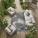 8' X 10' Gray Abstract Washable Non Skid Indoor Outdoor Area Rug