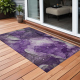 2' X 3' Purple Abstract Washable Non Skid Indoor Outdoor Area Rug