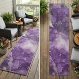 8' Runner Purple Abstract Washable Non Skid Indoor Outdoor Runner Rug
