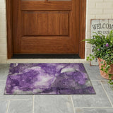 3' X 5' Purple Abstract Washable Non Skid Indoor Outdoor Area Rug