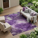 8' X 10' Purple Abstract Washable Non Skid Indoor Outdoor Area Rug
