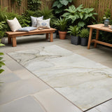 8' Runner Beige and Ivory Abstract Washable Non Skid Indoor Outdoor Runner Rug