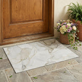 3' X 5' Beige and Ivory Abstract Washable Non Skid Indoor Outdoor Area Rug