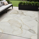 5' X 8' Beige and Ivory Abstract Washable Non Skid Indoor Outdoor Area Rug