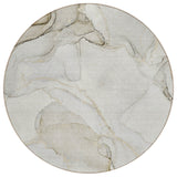 8' Round Beige and Ivory Round Abstract Washable Non Skid Indoor Outdoor Area Rug