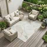 8' X 10' Beige and Ivory Abstract Washable Non Skid Indoor Outdoor Area Rug