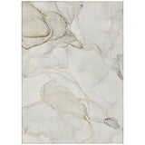 8' X 10' Beige and Ivory Abstract Washable Non Skid Indoor Outdoor Area Rug