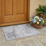 2' X 3' Silver Abstract Washable Non Skid Indoor Outdoor Area Rug