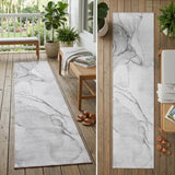 8' Runner Silver Abstract Washable Non Skid Indoor Outdoor Runner Rug