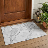 3' X 5' Silver Abstract Washable Non Skid Indoor Outdoor Area Rug