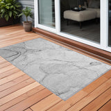 3' X 5' Silver Abstract Washable Non Skid Indoor Outdoor Area Rug