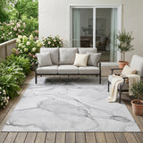 5' X 8' Silver Abstract Washable Non Skid Indoor Outdoor Area Rug