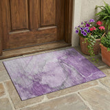 2' X 3' Lilac Abstract Washable Non Skid Indoor Outdoor Area Rug