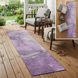 8' Runner Lilac Abstract Washable Non Skid Indoor Outdoor Runner Rug