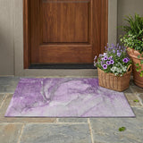 3' X 5' Lilac Abstract Washable Non Skid Indoor Outdoor Area Rug