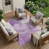 8' X 10' Lilac Abstract Washable Non Skid Indoor Outdoor Area Rug