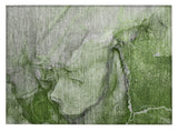 2' X 3' Olive Green Abstract Washable Non Skid Indoor Outdoor Area Rug