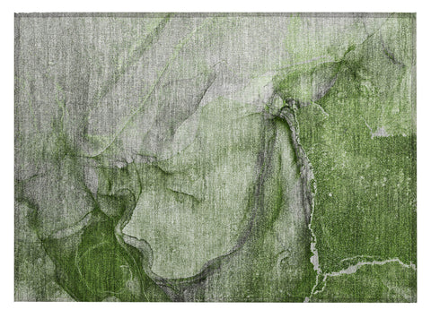 2' X 3' Olive Green Abstract Washable Non Skid Indoor Outdoor Area Rug