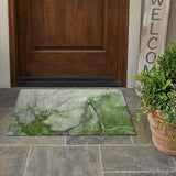 2' X 3' Olive Green Abstract Washable Non Skid Indoor Outdoor Area Rug
