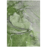 8' X 10' Olive Green Abstract Washable Non Skid Indoor Outdoor Area Rug