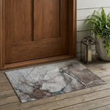 2' X 3' Taupe Abstract Washable Non Skid Indoor Outdoor Area Rug