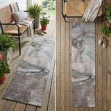 2' X 8' Taupe Abstract Washable Indoor Outdoor Runner Rug