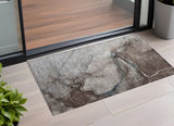 3' X 5' Taupe Abstract Washable Non Skid Indoor Outdoor Area Rug