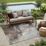 5' X 8' Taupe Abstract Washable Non Skid Indoor Outdoor Area Rug