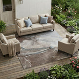 8' X 10' Taupe Abstract Washable Non Skid Indoor Outdoor Area Rug