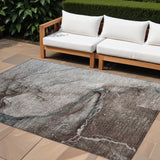 8' X 10' Taupe Abstract Washable Non Skid Indoor Outdoor Area Rug