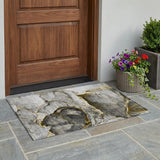 2' X 3' Gray and Gold Abstract Washable Non Skid Indoor Outdoor Area Rug