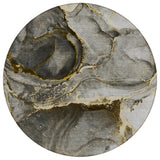 8' Round Gray and Gold Round Abstract Washable Non Skid Indoor Outdoor Area Rug