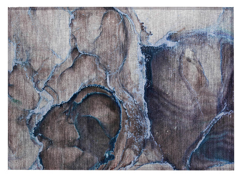 2' X 3' Navy Blue Abstract Washable Non Skid Indoor Outdoor Area Rug