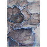 3' X 5' Navy Blue Abstract Washable Non Skid Indoor Outdoor Area Rug