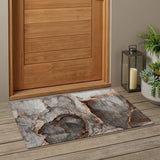 2' X 3' Peach Abstract Washable Non Skid Indoor Outdoor Area Rug