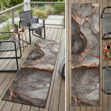 8' Runner Peach Abstract Washable Non Skid Indoor Outdoor Runner Rug