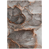 3' X 5' Peach Abstract Washable Non Skid Indoor Outdoor Area Rug