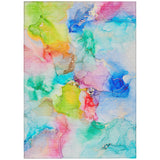 3' X 5' Blue Abstract Washable Non Skid Indoor Outdoor Area Rug