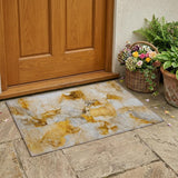 2' X 3' Orange and Ivory Abstract Washable Indoor Outdoor Area Rug