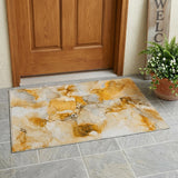 3' X 5' Orange and Ivory Abstract Washable Indoor Outdoor Area Rug