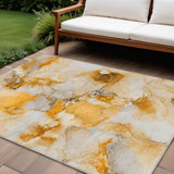 8' X 10' Orange and Ivory Abstract Washable Indoor Outdoor Area Rug